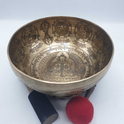 Fine Carving Singing Bowl [jambati], With [aparimita], [etching Carving], [select Accessories]