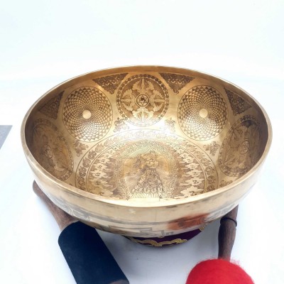 Fine Carving Singing Bowl [jambati], With [vajrayogini], [etching Carving], [select Accessories]
