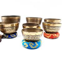 7 Chakra Set, Singing Bowl Set, [bronze], [oxidized], [itiching Carving], [select Accessories]