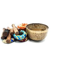7 Chakra Set, Singing Bowl Set, [bronze], [oxidized], [itiching Carving], [select Accessories]