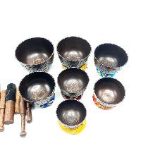7 Chakra Set, Singing Bowl Set, [bronze], [oxidized], [select Accessories]