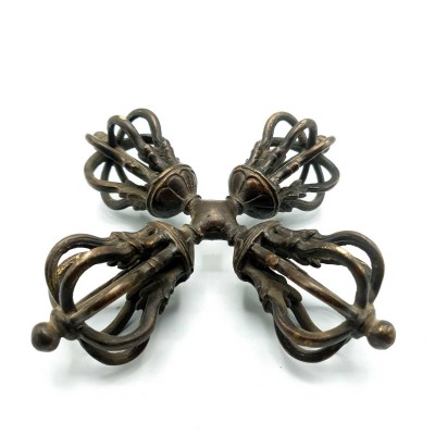 Five Point Double Dorje [vishwa Vajra] In Chocolate Oxidation