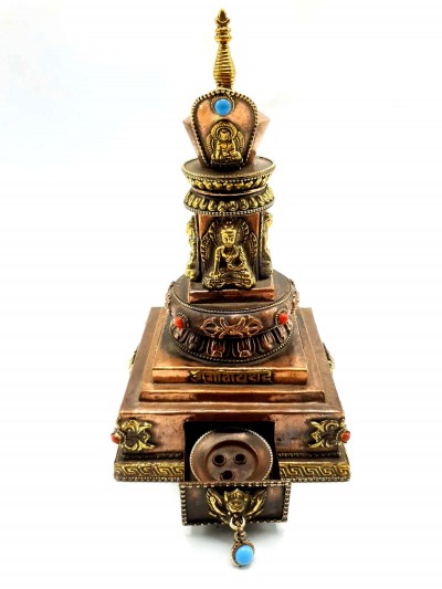 Tibetan Stupa With Incense Burner Made By Copper Sheet