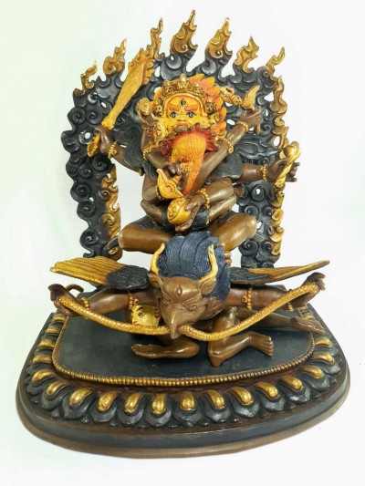 Tibetan Statue Of Marutse [partly Gold Plated], [oxidized], [painted Face]