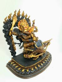 Tibetan Statue Of Marutse [partly Gold Plated], [oxidized], [painted Face]
