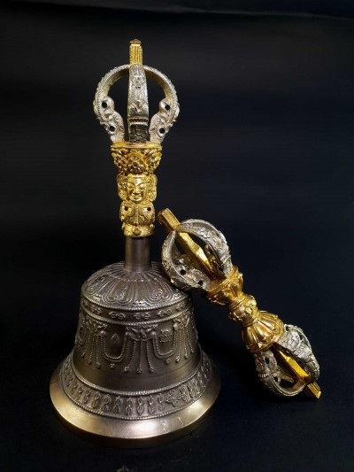 [dehradun], [hq] Bronze Bell And Dorje [vajra], [gold And Silver Plated]
