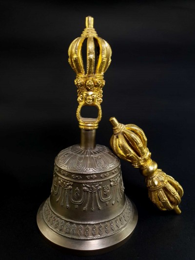 [hq] Bronze Bell And Dorje [vajra], 9 Point, [gold Plated]