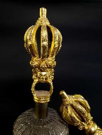 [hq] Bronze Bell And Dorje [vajra], 9 Point, [gold Plated]