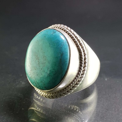 Turquoise Silver Ring [old Tibetan Turquoise]