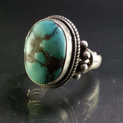 Turquoise Silver Ring [old Tibetan Turquoise]