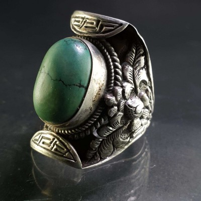 Turquoise Silver Ring [old Tibetan Turquoise]