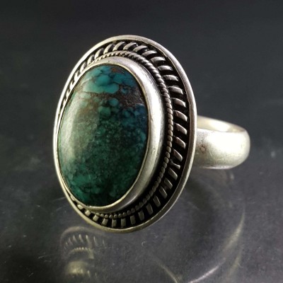 Turquoise Silver Ring [old Tibetan Turquoise]