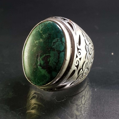 Turquoise Silver Ring [old Tibetan Turquoise]