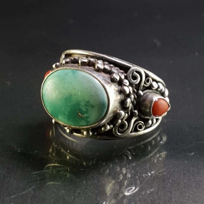 Turquoise Silver Ring [old Tibetan Turquoise]