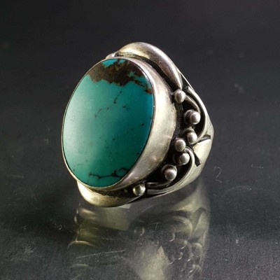 Turquoise Silver Ring [old Tibetan Turquoise]