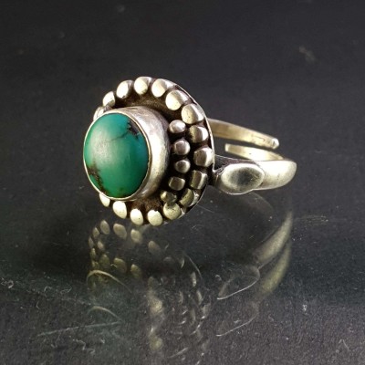 Turquoise Silver Ring [old Tibetan Turquoise]