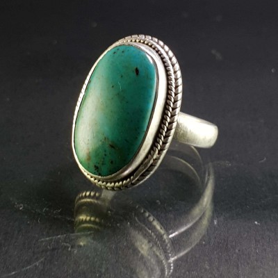 Turquoise Silver Ring [old Tibetan Turquoise]
