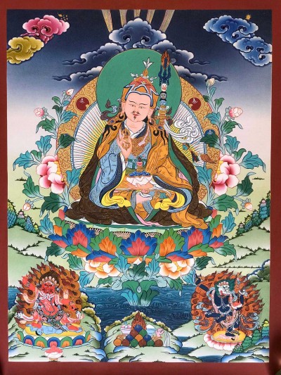 Tibetan Thangka Of Padmasambhava With [real Gold], Aka [guru Rinpoche]