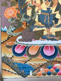 Tibetan Thangka Of Vajrasattva With Consort, [shakti], Yab-yum [light Color], Real Gold