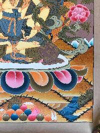 Tibetan Thangka Of Vajrasattva With Consort, [shakti], Yab-yum [light Color], Real Gold