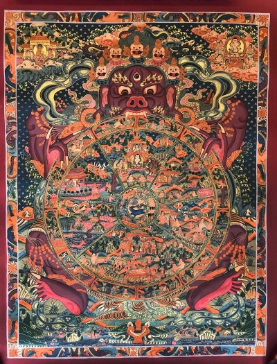 Tibetan Thangka Of Wheel Of Life - Bhavacakra - Reduk