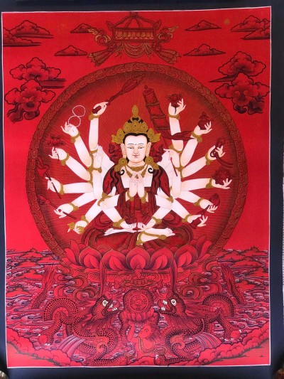 Tibetan Thangka Of Chundi [red], [cundi, Chandi]