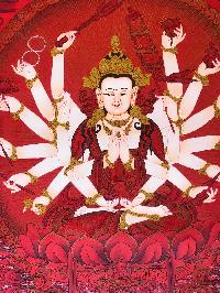 Tibetan Thangka Of Chundi [red], [cundi, Chandi]