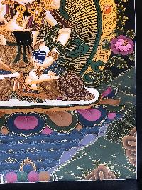 Tibetan Thangka Of Vajrasattva With Consort, [shakti], Yab-yum