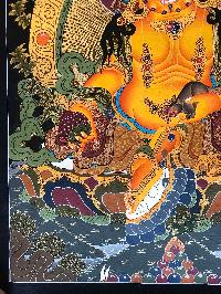 Tibetan Thangka Of Yellow Jambhala