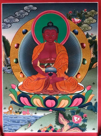 Tibetan Thangka Of Amitabha Buddha