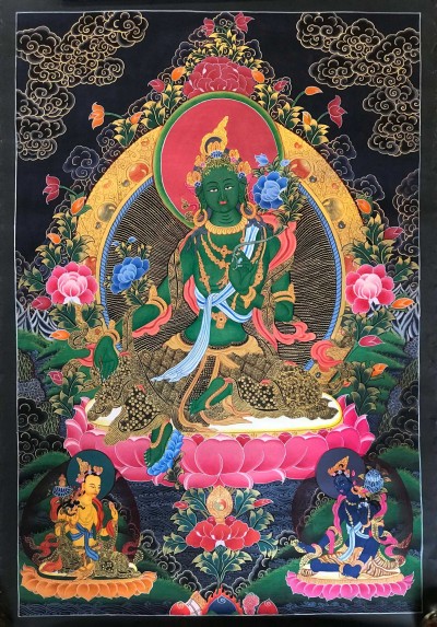 Tibetan Thangka Of Green Tara