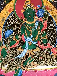 Tibetan Thangka Of Green Tara