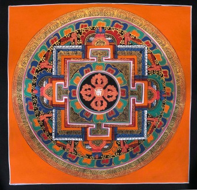 Tibetan Square Mandala With [double Dorje], [orange]