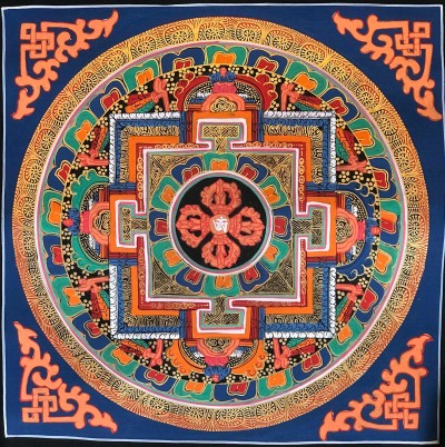 Tibetan Square Mandala With [double Dorje], [blue]