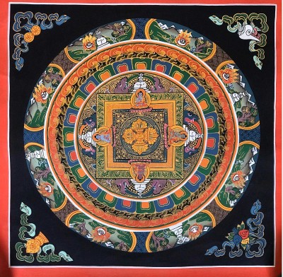 Tibetan Square Mandala With [double Dorje]