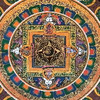Tibetan Square Mandala With [om In The Centre]