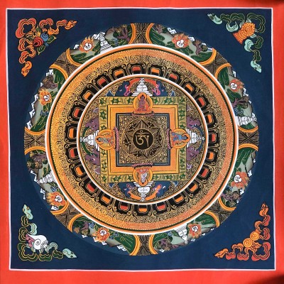 Tibetan Square Mandala With [om In The Centre]