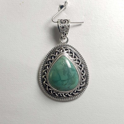 Old Tibetan Turquoise Silver Pendant