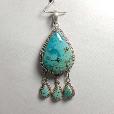 Old Tibetan Turquoise Silver Pendant