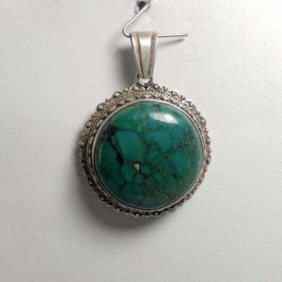 Old Tibetan Turquoise Silver Pendant