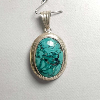 Old Tibetan Turquoise Silver Pendant