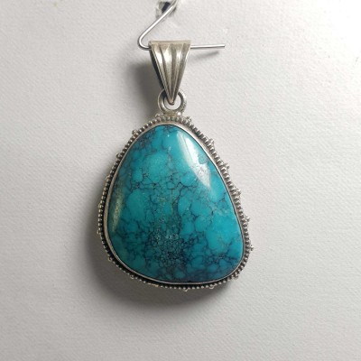 Old Tibetan Turquoise Silver Pendant