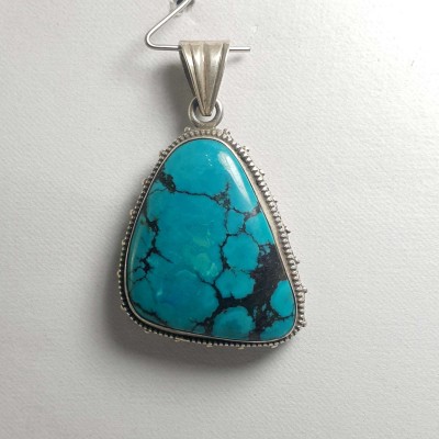 Old Tibetan Turquoise Silver Pendant