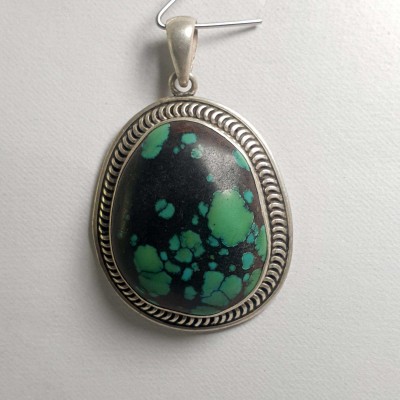 Old Tibetan Turquoise Silver Pendant