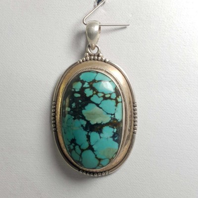 Old Tibetan Turquoise Silver Pendant