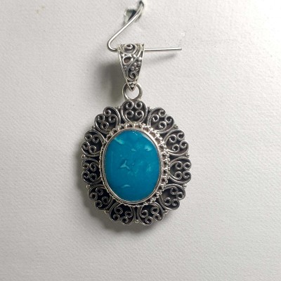 Old Tibetan Turquoise Silver Pendant