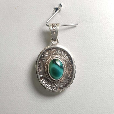Old Tibetan Turquoise Silver Pendant