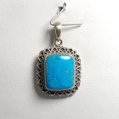 Old Tibetan Turquoise Silver Pendant