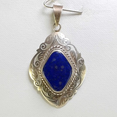 Sterling Silver Lapis Lazuli Pendant, [handmade]
