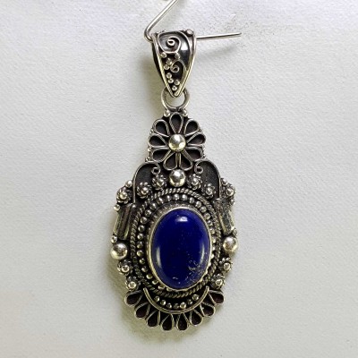 Sterling Silver Lapis Lazuli Pendant, [handmade]